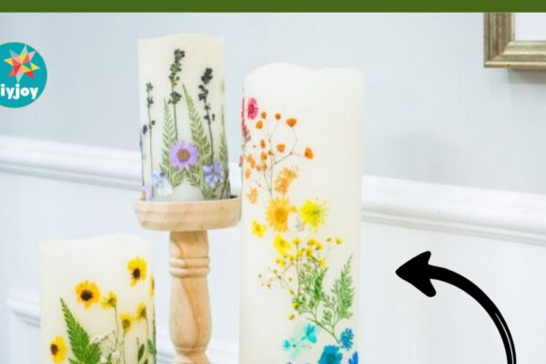 Finished DIY Pressed Flower Candles, a completed DIY project