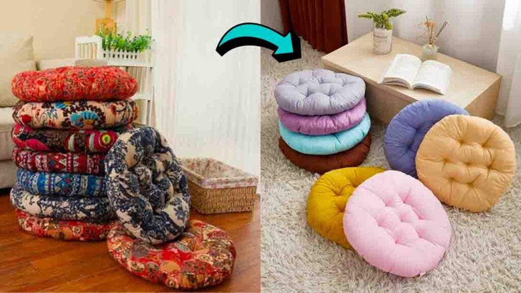 Finished DIY Puff Pillow Using Old Clothes, a completed DIY project