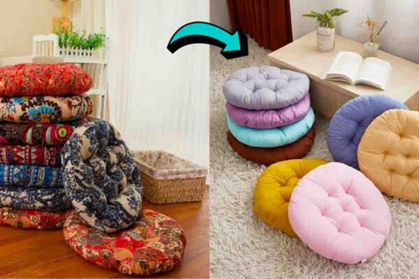Finished DIY Puff Pillow Using Old Clothes, a completed DIY project