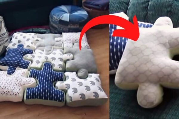 DIY Puzzle Piece Pillow Sewing, homemade and freshly served