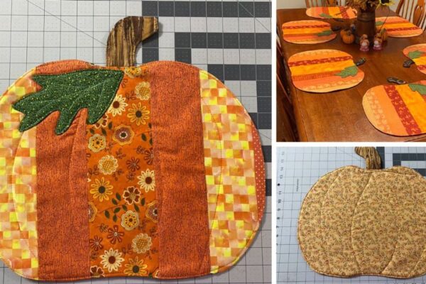 Finished DIY Quilted Pumpkin Placemats, a completed DIY project