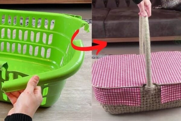 Finished DIY Recycled Picnic Basket, a completed DIY project