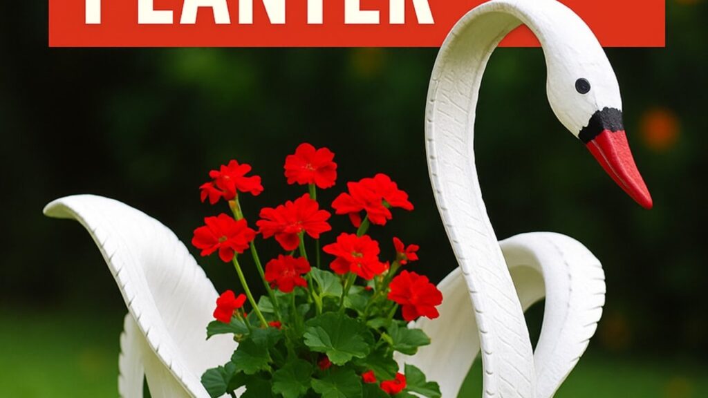 Finished DIY Tire Planter Swan -, a completed DIY project