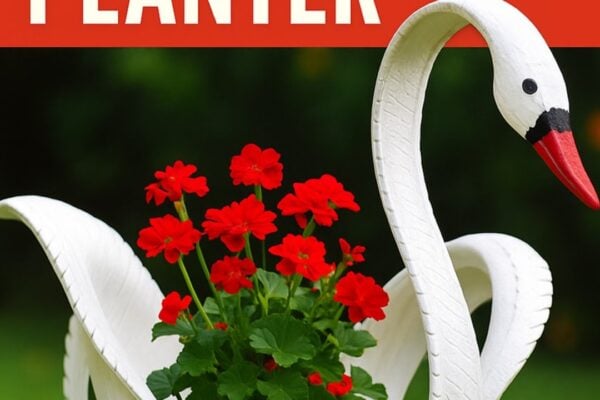 Finished DIY Tire Planter Swan -, a completed DIY project