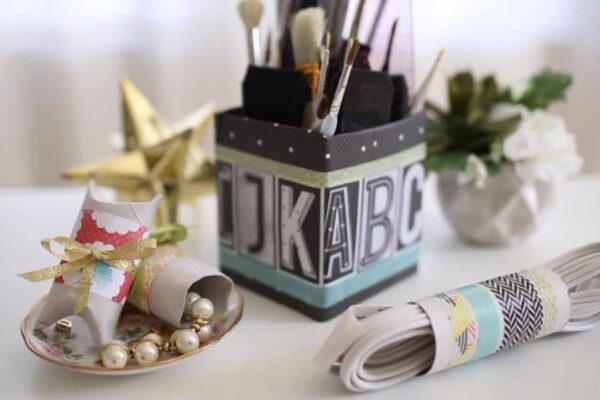 Finished DIY Recycled Toilet Paper Roll Organizational Crafts, a completed DIY project