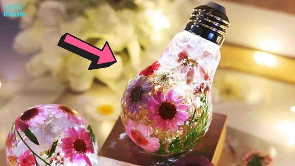 Finished DIY Resin Light Bulb with Dried Flowers, a completed DIY project