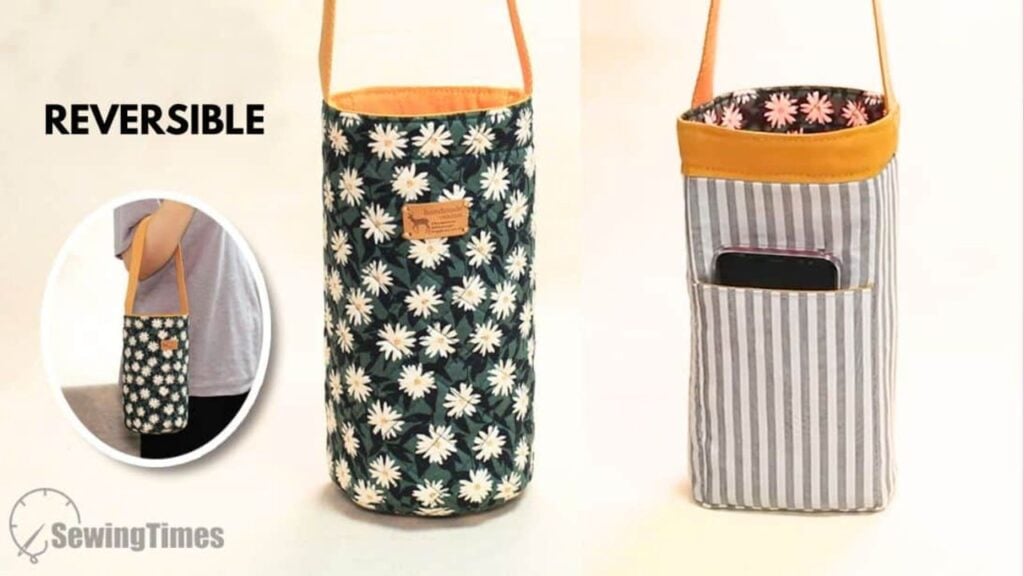 Finished DIY Reversible Bottle Holder Bag, a completed DIY project