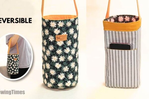 Finished DIY Reversible Bottle Holder Bag, a completed DIY project