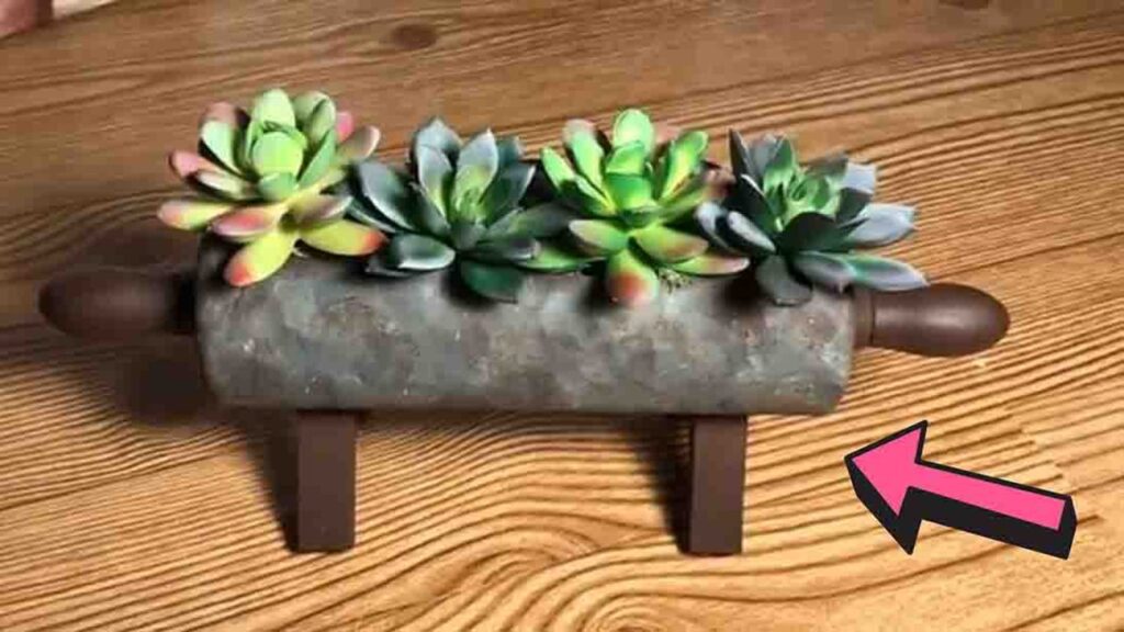Finished DIY Rolling Pin Succulent Planter, a completed DIY project