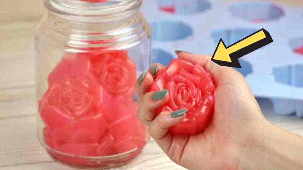 DIY Rose Jelly Soap, homemade and freshly served