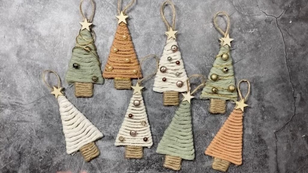 Finished DIY Rustic Christmas Tree Ornaments, a completed DIY project