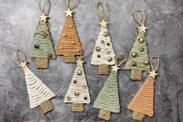 Finished DIY Rustic Christmas Tree Ornaments, a completed DIY project