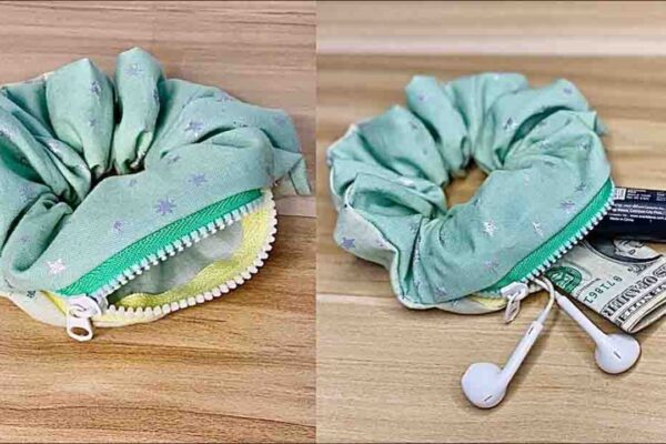 Finished DIY Scrunchie with Zipper, a completed DIY project
