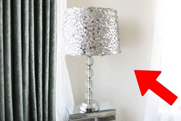 Finished DIY Sequin Lampshade, a completed DIY project