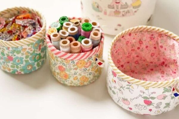 Finished DIY Simple Fabric Basket Sewing, a completed DIY project