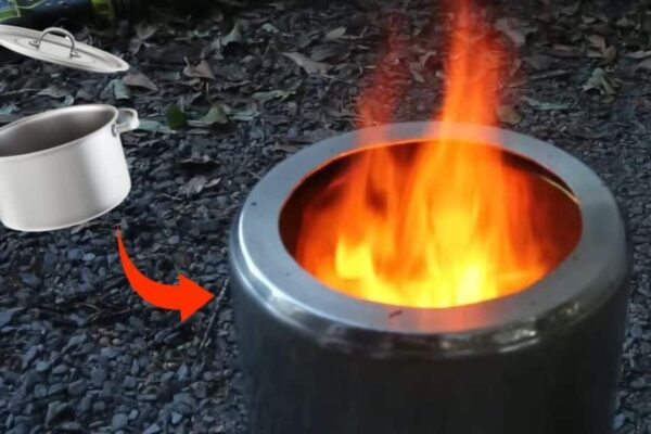 Finished DIY Smokeless Fire Pit From Cheap Stainless Steel Pots, a completed DIY project