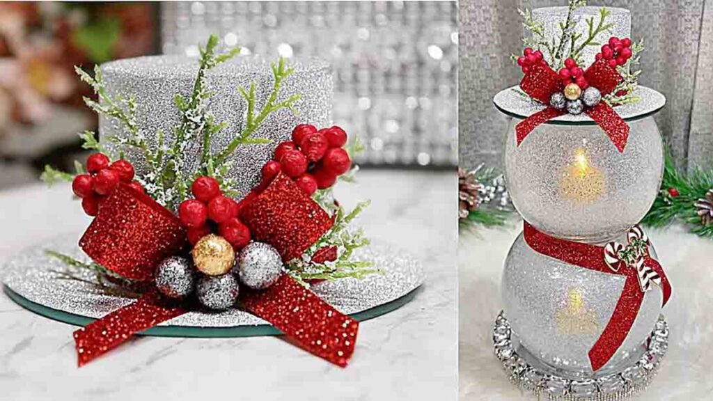 Finished DIY Glass Snowman Candle Holder, a completed DIY project
