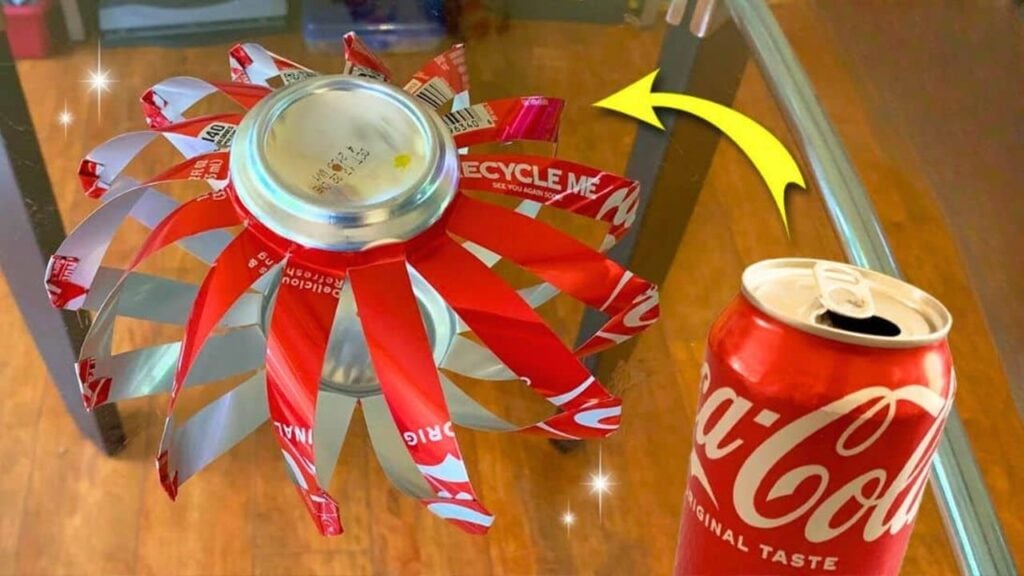 Finished DIY Soda Can Wind Spinner, a completed DIY project