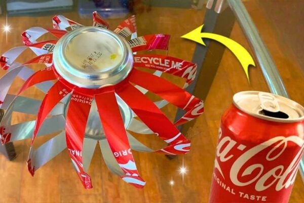 Finished DIY Soda Can Wind Spinner, a completed DIY project