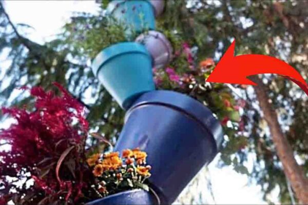 Finished DIY Stacked Flower Pots, a completed DIY project