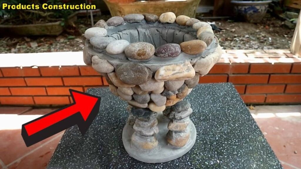 Finished DIY Stone Flower Pot, a completed DIY project
