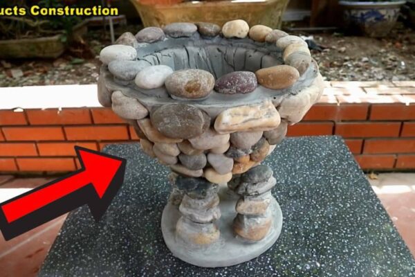 Finished DIY Stone Flower Pot, a completed DIY project