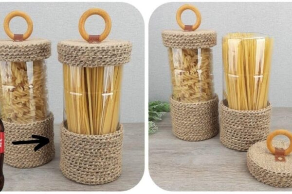 Finished DIY Chic Container From Old Plastic Bottles, a completed DIY project
