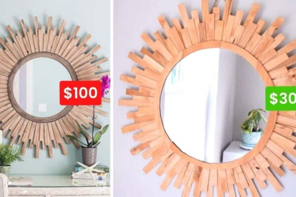 Finished DIY Sunburst Mirror, a completed DIY project