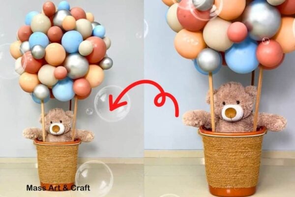 Finished DIY Teddy Bear Hot Air Balloon Decoration, a completed DIY project