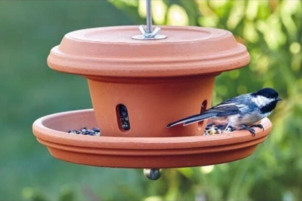 Finished DIY Terra-Cotta Bird Feeder, a completed DIY project