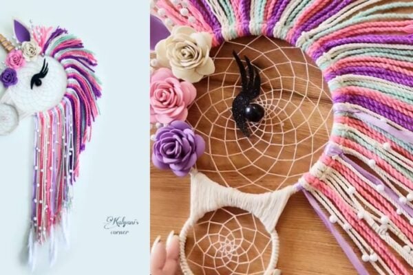 DIY Unicorn Dreamcatcher Wall Decor, homemade and freshly served