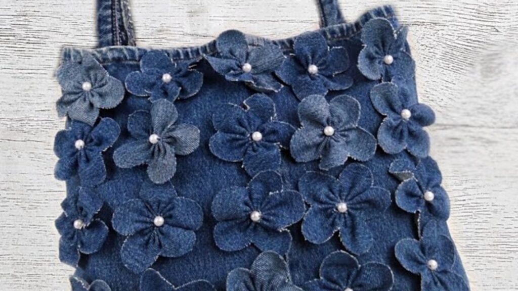 Finished An Upcycled Jean Purse With Flowers, a completed DIY project