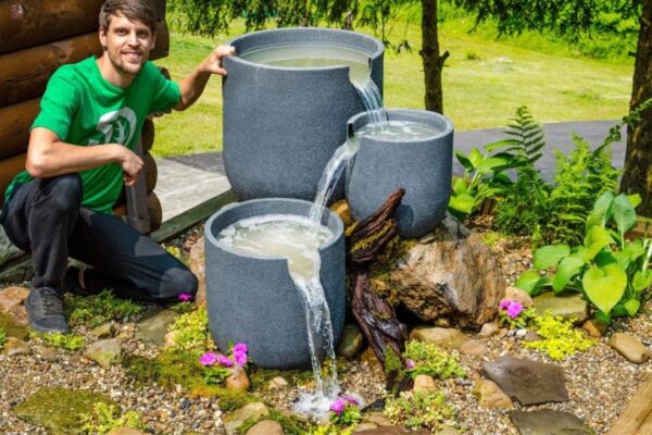 Finished DIY Vanishing Waterfalls Planter Pot Fountain, a completed DIY project