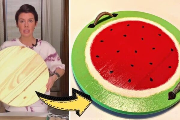 DIY Watermelon Serving Tray, homemade and freshly served