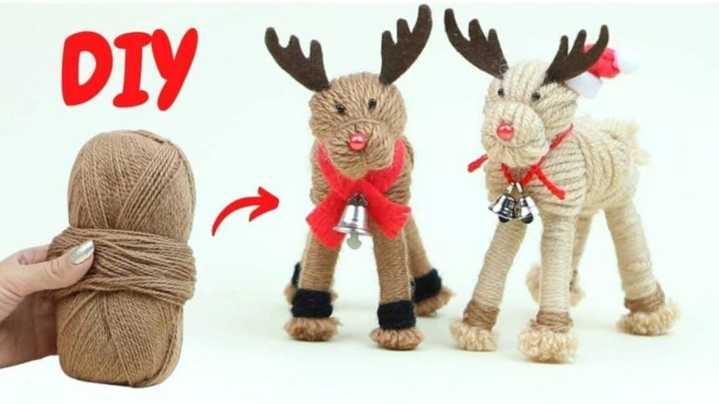Finished DIY Yarn Reindeer Christmas Decor, a completed DIY project