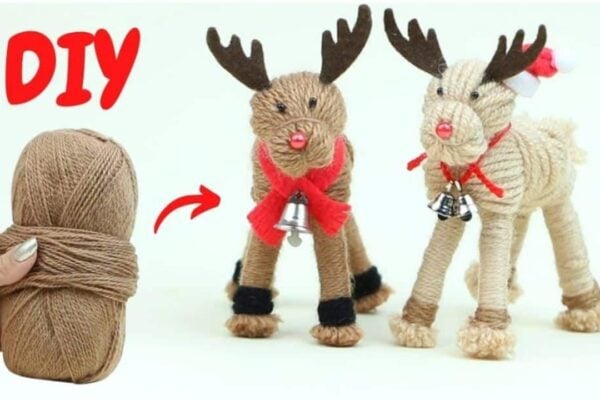 Finished DIY Yarn Reindeer Christmas Decor, a completed DIY project