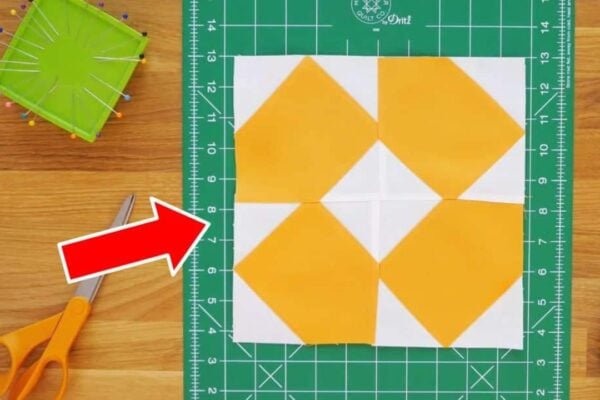 Finished Dizzy Daisy Quilt Block, a completed DIY project