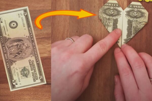 Finished a Heart Out of a Dollar Bill, a completed DIY project