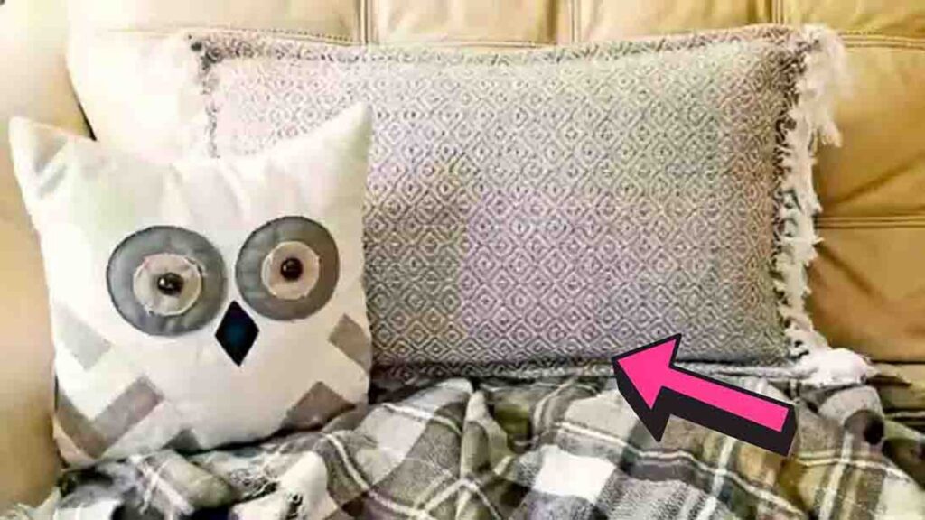 Finished Dollar Tree DIY No-Sew Fringe Pillow, a completed DIY project