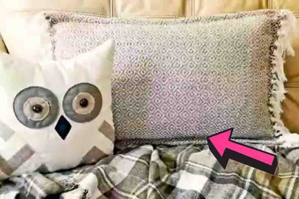 Finished Dollar Tree DIY No-Sew Fringe Pillow, a completed DIY project