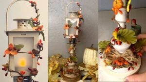 Finished Dollar Tree Fall Lantern DIY, a completed DIY project