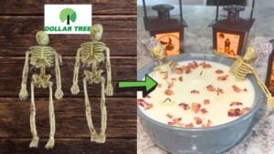 Finished Dollar Tree Skeleton Bath Candle, a completed DIY project