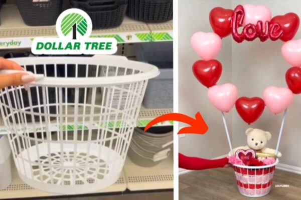 Finished Dollar Tree Valentine’s Day Basket DIY, a completed DIY project