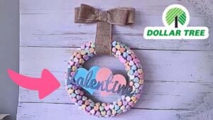 Finished Dollar Tree Valentine’s Day Wreath DIY, a completed DIY project