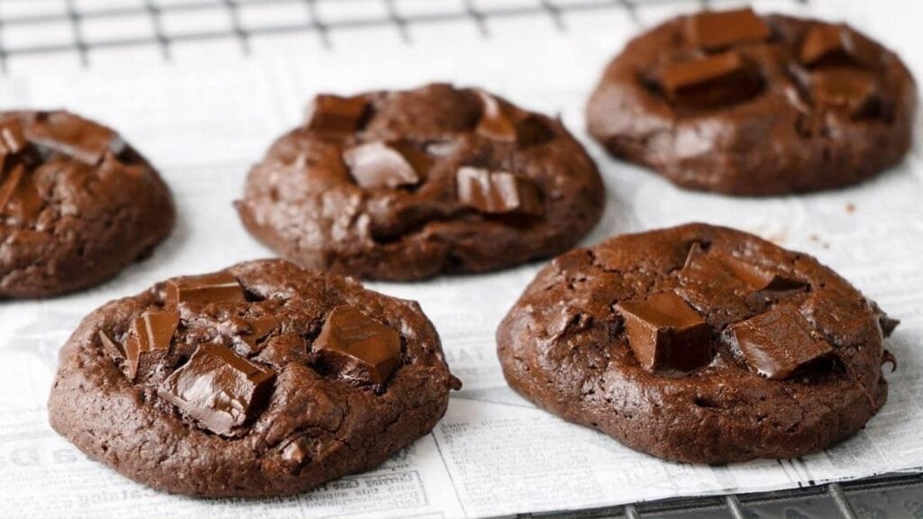 Double Chocolate Fudge Cookies, homemade and freshly served