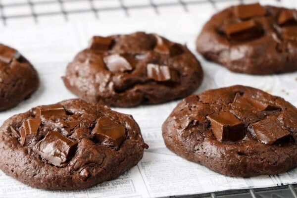 Double Chocolate Fudge Cookies, homemade and freshly served