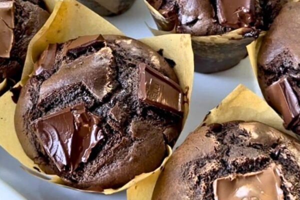 Double Chocolate Muffins, homemade and freshly served
