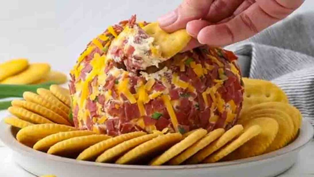 Dried Beef Cheese Ball, homemade and freshly served