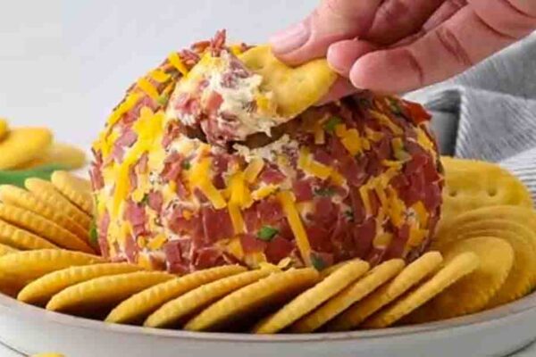 Dried Beef Cheese Ball, homemade and freshly served
