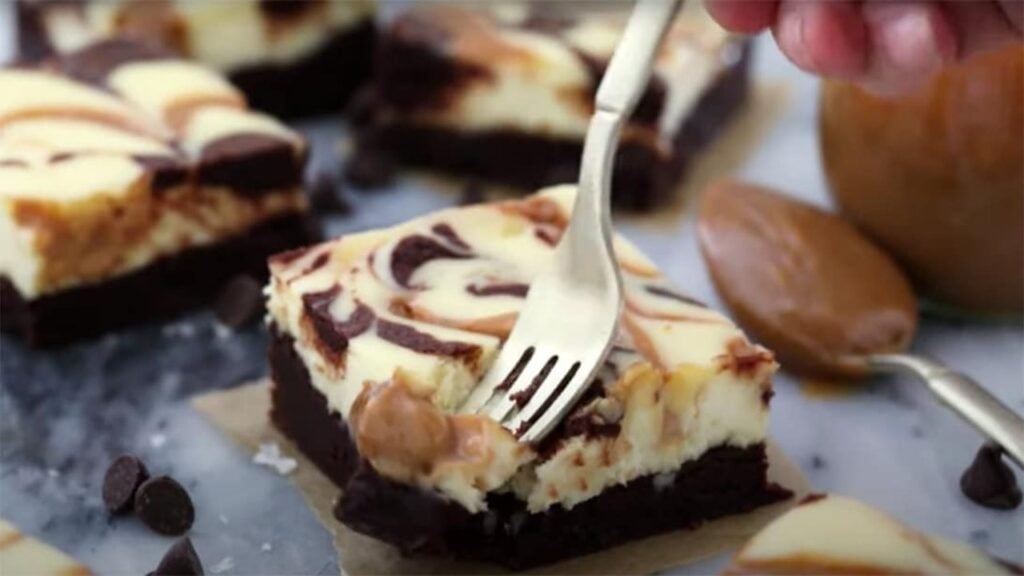 Dulce de Leche Cream Cheese Brownies, homemade and freshly served